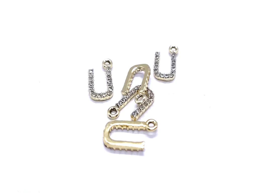 White 'U' Stone Studded Metallic Charms