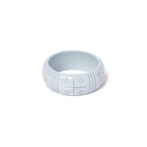 Wide Powder Blue Heavy Carve Bangle by Splendette