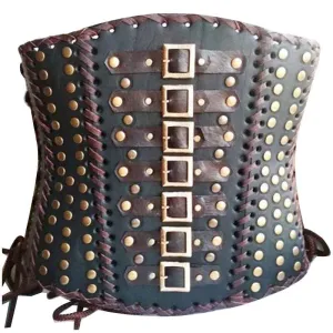 Women Gothic Steampunk Corset Top Vintage Steel Boned Bustier with Chains